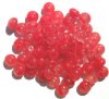 60 6x9mm Crystal & Red Marble Glass Spacer Beads